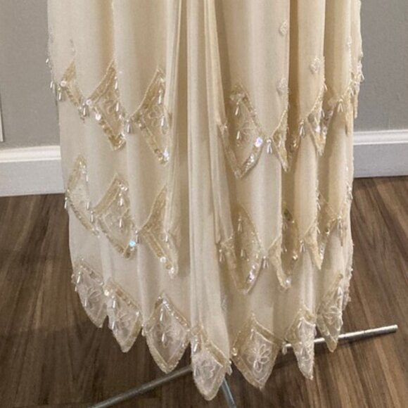 Lillie Rubin Stunning Vintage Cream Silk Beaded & Sequined Evening Dress Size 6 - Picture 7 of 14